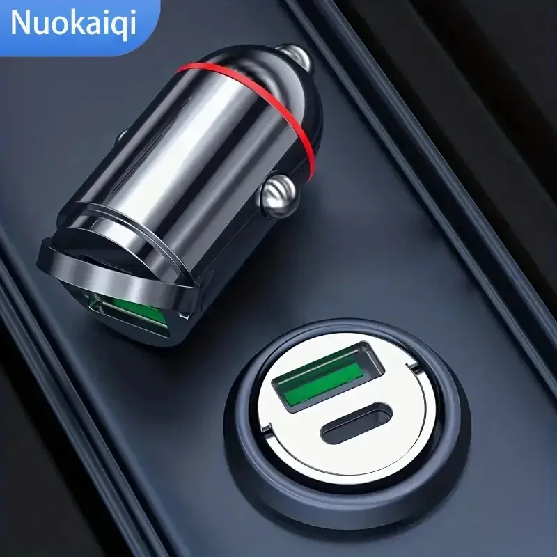 New Car Pull Ring Car Charger PD+usb Fast Charge Mini Hidden 66W Flash Charge Multi-function Car Charger Car