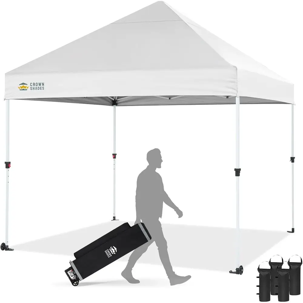 10x10 Heavy-Duty Premium Up Tent with 400D Fabric for Sun Shade, Ideal for Trade Shows, Events, and Commercial Use, White