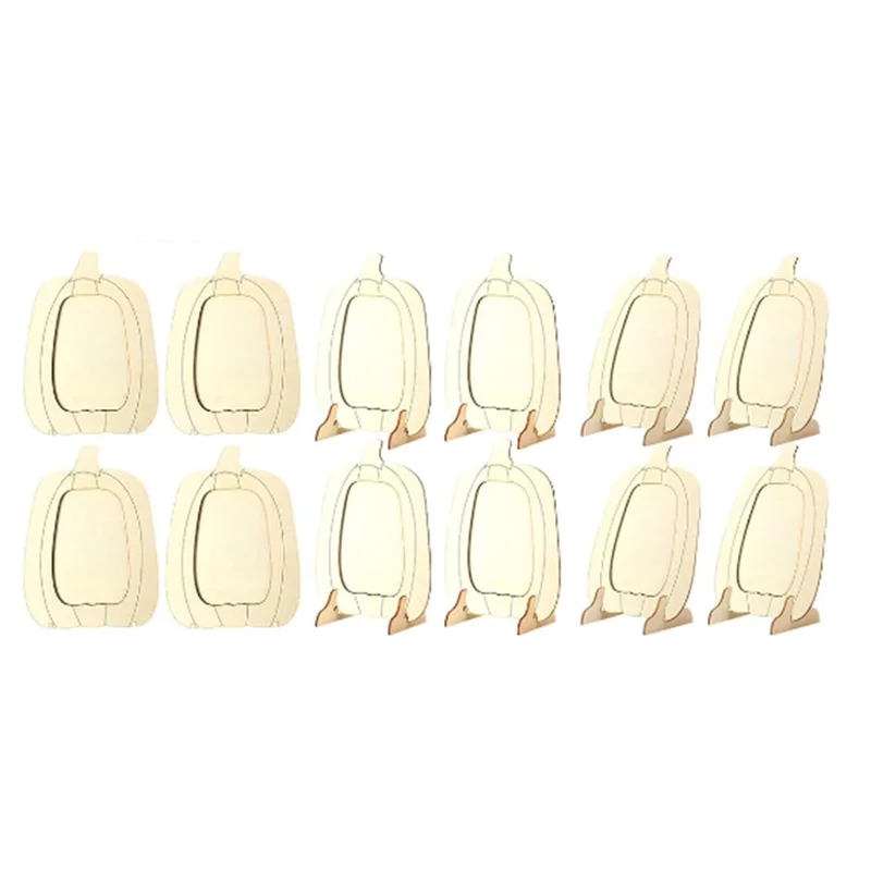 B78B-Autumn Decor For DIY Crafts 12 Pcs Wooden Pumpkin Picture Frames Bulk Fall Crafts Thanksgiving Photo Frames