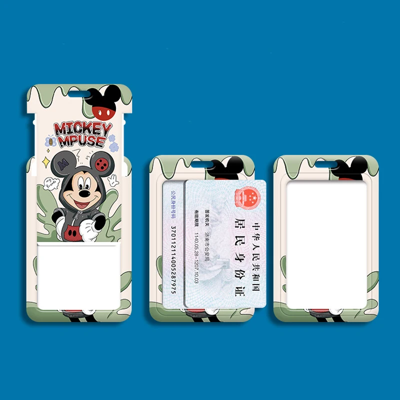 Disney Minnie Mickey Cartoon Work Card Holder Women ID Name Tag Students Bus Card Cover Case Retractable Badge Reel IC Card Bag