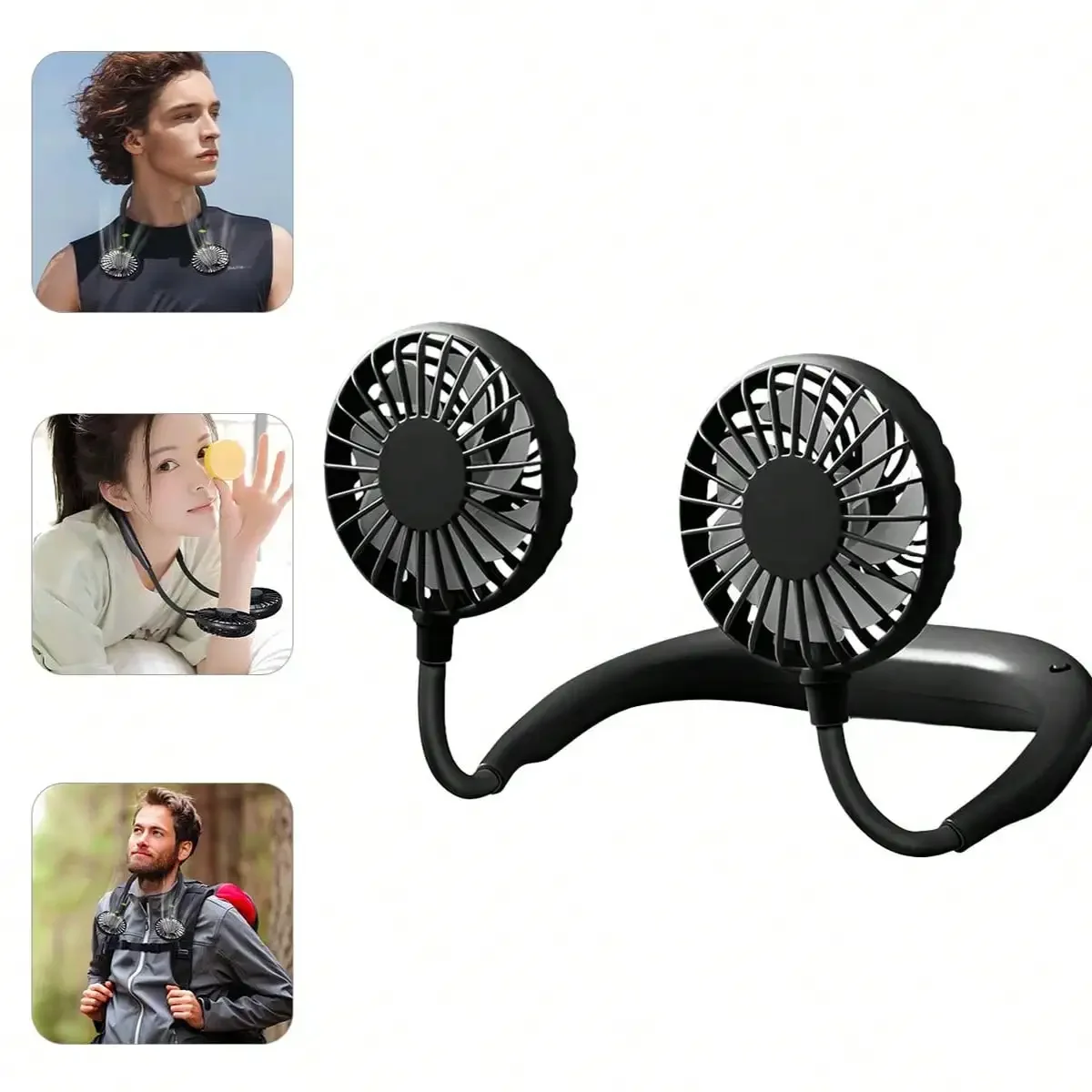 1pc Portable Neck Fan, Wearable Hands-Free Personal Fan, Essential Cooling Fan For Summer Home, Office, Outdoor, Sports, Beach, Camping, Travel, Holiday Travel