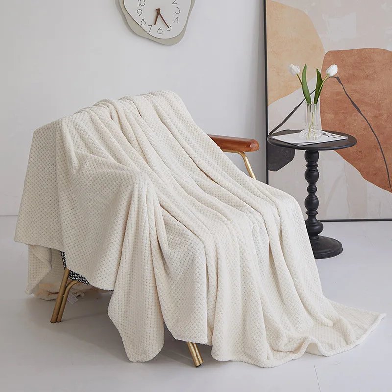 Thicken Luxury Solid Color Mesh Blanket Good Quality Super Soft Coral Fleece Throw Office Nap Blanket Pets Blanket Sofa Cover