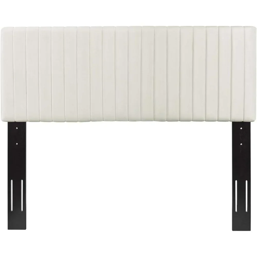 لوح رأس كينج منجد مخملي الأداء معنقدة من قناة Keira في أسرة عاجية لإطارات أريكة سرير غرفة النوم ورؤوس رأس سرير الملكة #5