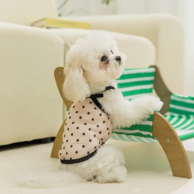

Pet Dog Clothes Mesh Polka Dot Puppy Vest Summer Bow Pet Sling Small and Medium Dogs Breathable Vest Bichon Beautiful Clothes