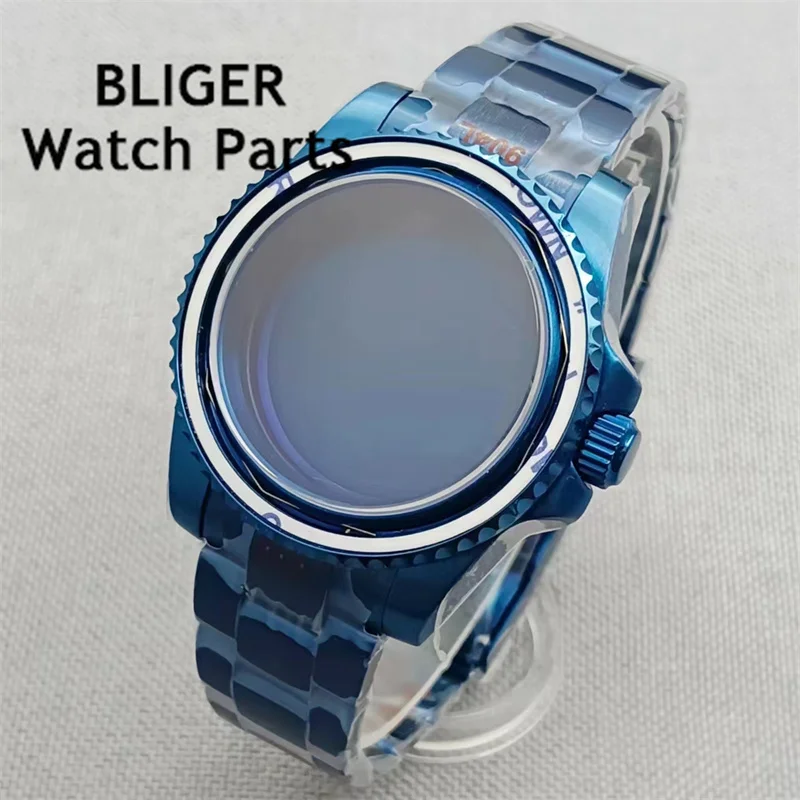 Caixa de mergulho em vidro safira, pulseira jubileu, fivela deslizante, ajustável para NH35, NH36, NH34, 2824, 2836, PT5000, 40m