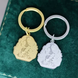 QIMING Handmade Cocker Spaniel Stainless Steel Keychain For Women Jewelry Accessories Dog Keychain