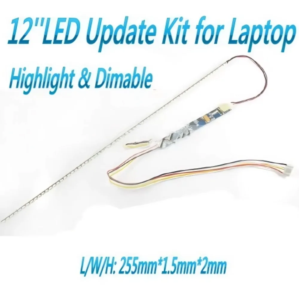2pcs x Universal 12 inch LED Backlight Strip Update Dimable Kit Adjustable Brightness lcd Laptop to LED 255mm