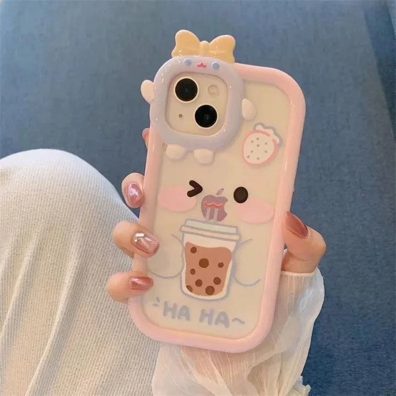Niedliche Cartoon-Monster-Schutzhülle für iPhone 17 16 15 14 13 12 11 Pro Max Plus, Rundum-Schutz, Harte Abdeckung