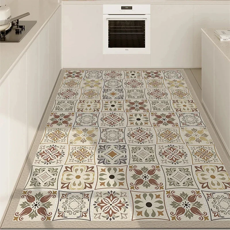 Kitchen Carpet Waterproof Leather Floor Mat Home Decoration Large Area Rug Anti-slip Oil-proof PVC Foot Mats 주방 카펫 Pvc매트