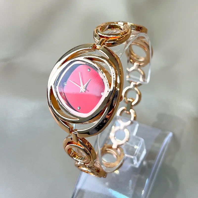 Reloj dorado clásico de lujo Para Mujer, relojes de pulsera a la moda Para Mujer, correa de aleación, relojes de cuarzo redondos con diamantes de imitación Para Mujer