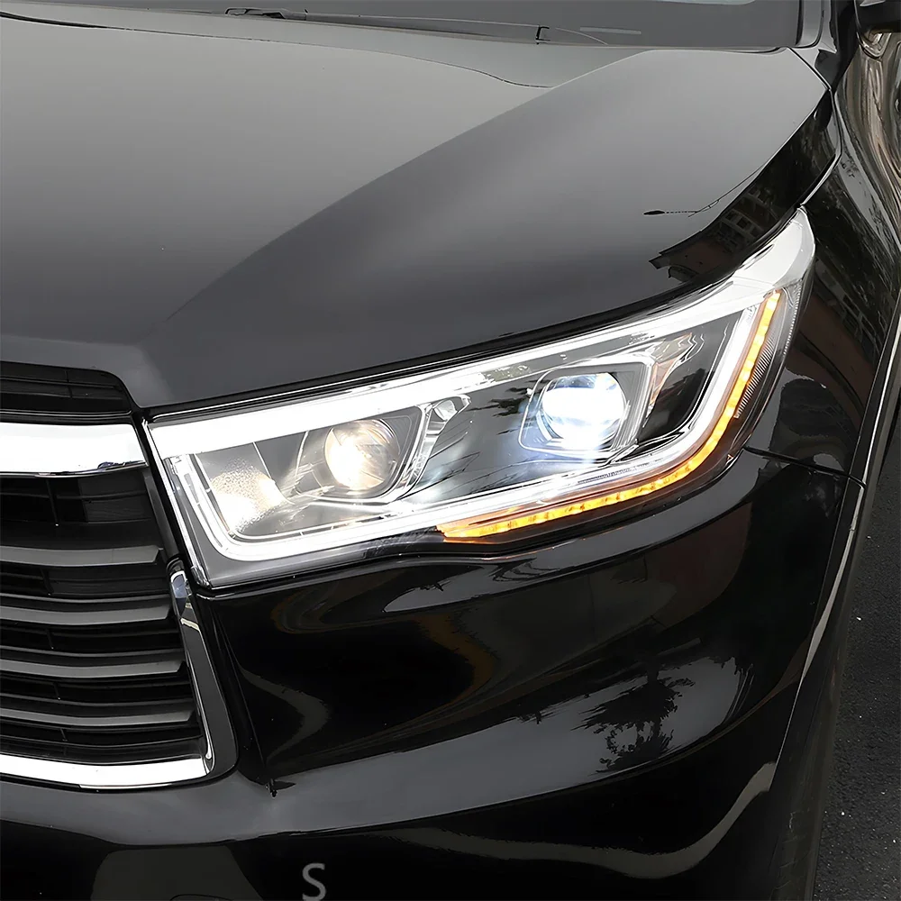 トヨタハイランダー 2015-2017 車のフロントランプアセンブリアップグレードブリンクダイナミック 2 プロジェクターレンズヘッドライトツールアクセサリー