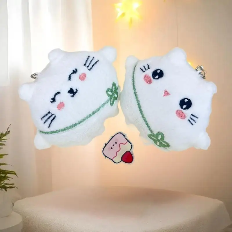 귀여운 플러시 키티 키체인 삑삑이 디자인 백팩 장식 자동차 키 액세서리 가방 참 어린이 선물