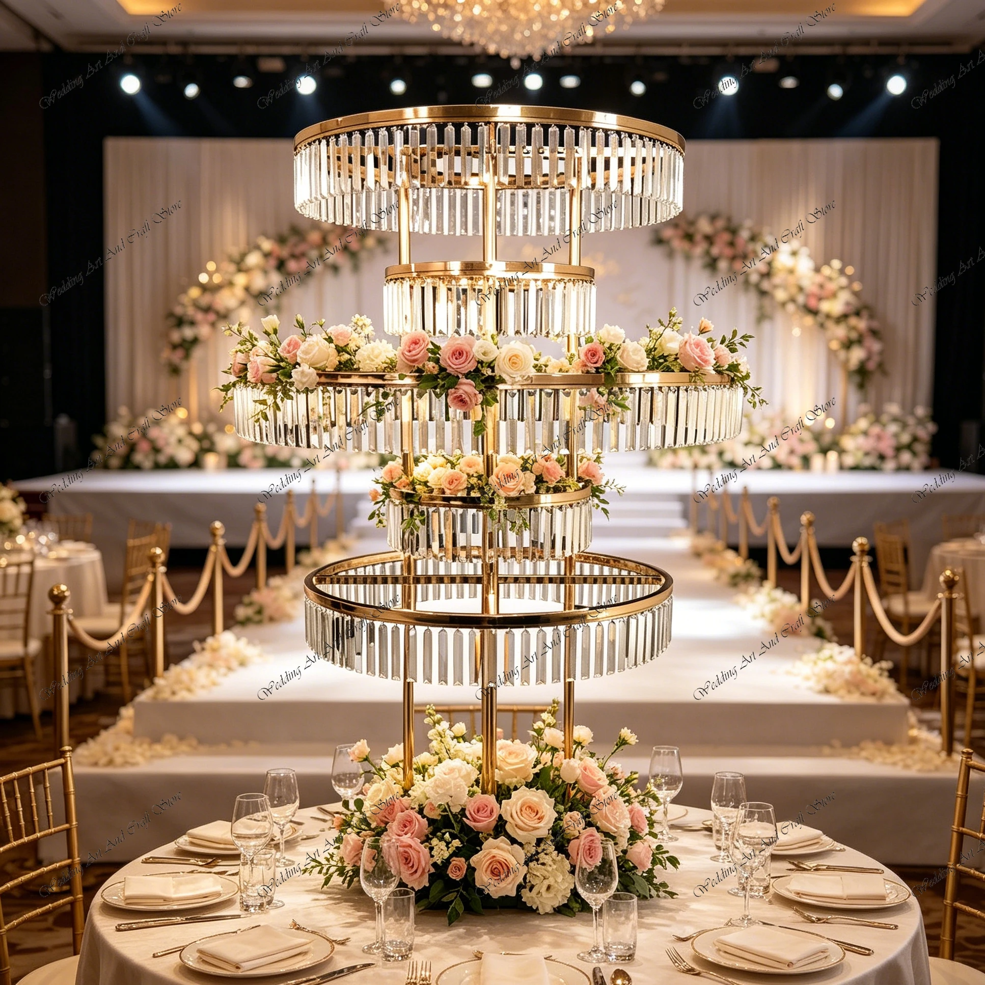 6 шт. металлических золотых по – обзор и цена Centerpiece Vase Tall