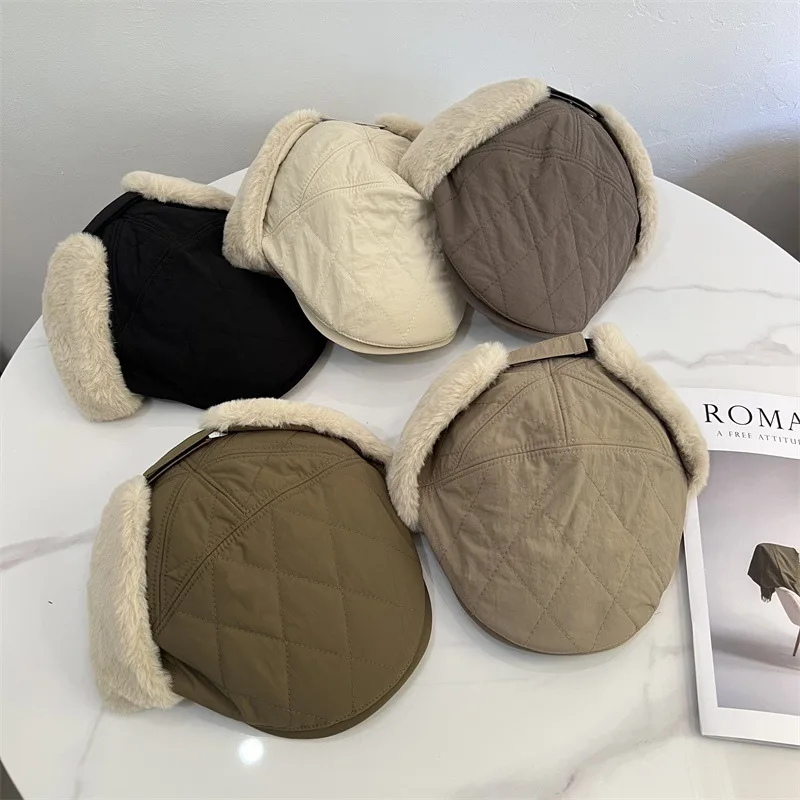 

Clip Cotton Bomber Hat Autumn and Winter New Men's and Women's Plush Ear Protection Duckbill Hat Warm Outdoor Hat