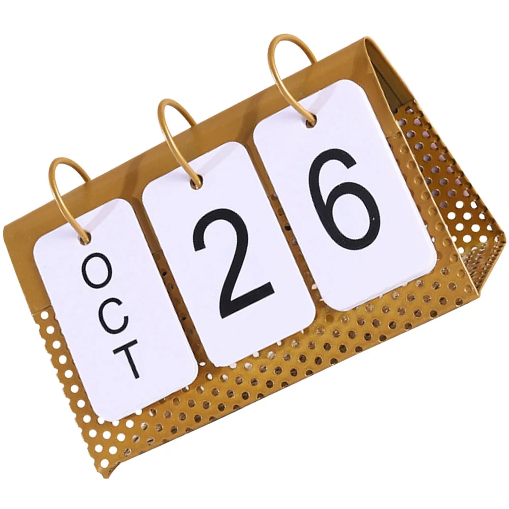 

Perpetual Calendar Frame Desktop Decor Metal Calendar Crafts Golden Office Ornament Metal Crafts Household Gifts
