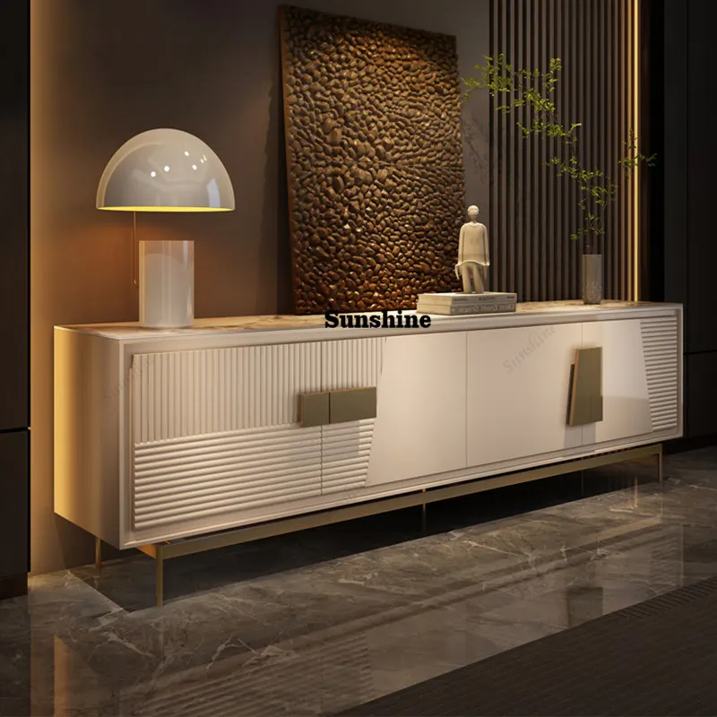 

Italian light luxury TV cabinet, modern and simple, rock slab floor cabinet