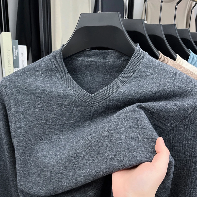 

TUCANO Men's Thin Wool Knitwear V-Ne Spring Autumn Chien Heart Ne Dad Base irt Busin Casual Sle Pure Color