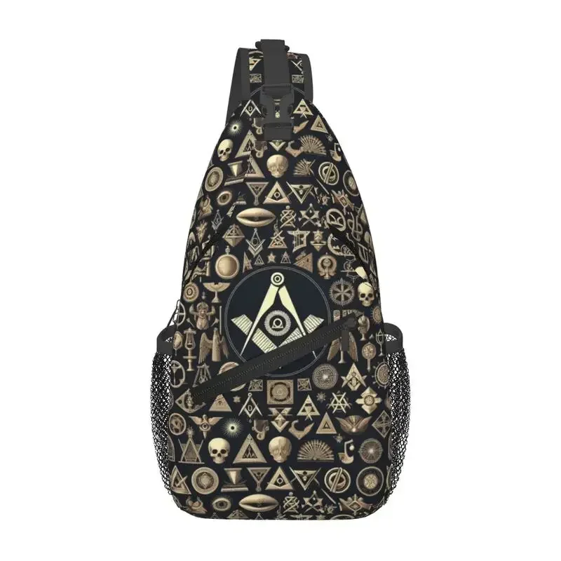 

Custom Masonic Freemason Sling Chest Bag Custom Crossbody Shoulder Backpack for Men Traveling Daypack