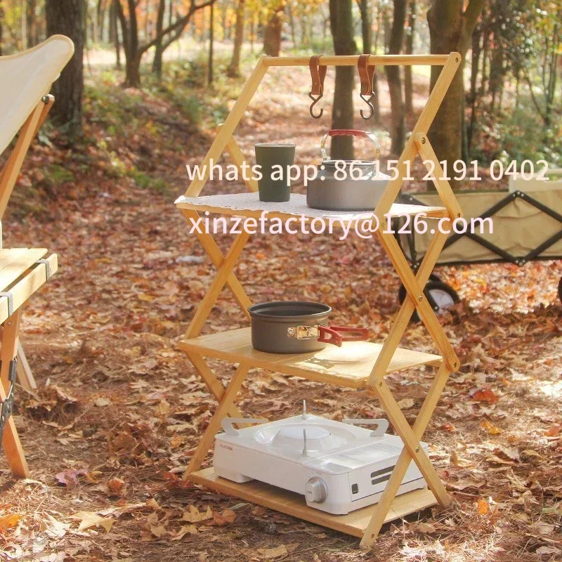 

Customizable Rack Camping Camping Folding Multi layer Portable Storage Rack Multi functional Folding Table Stora