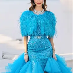 Mantón de plumas de avestruz natural, estola de capa para cena, boda, fiesta de concierto, peludo, rosa, morado
