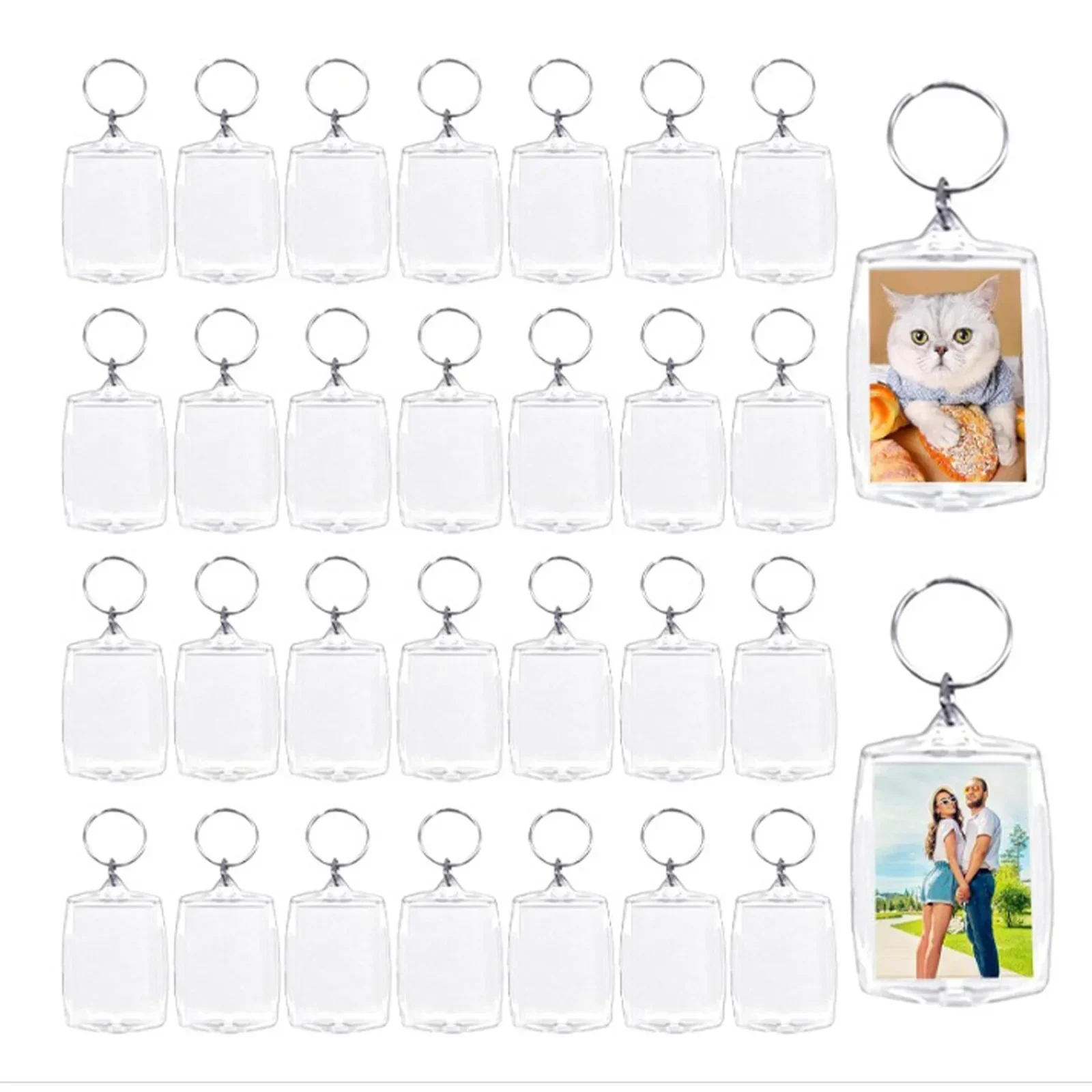 Blank Photo Keyring, 30PCS 3.3 X 5.0cm Acrylic Blank Photo Keyring Double Sided