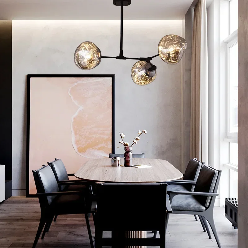 

SANDYHA Unique Design Nordic Magic Bean Chandeliers Lava Hanging Lights LED Home Decor for Living Room Dining Room Bedroom