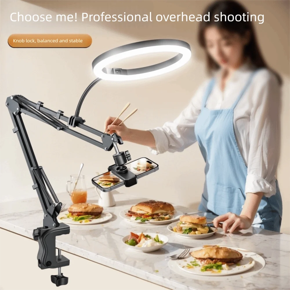 with 26cm Light Live Light Phone Stand Multi-angle Adjustmentable Cantilever Live Streaming Stand Foldable Design