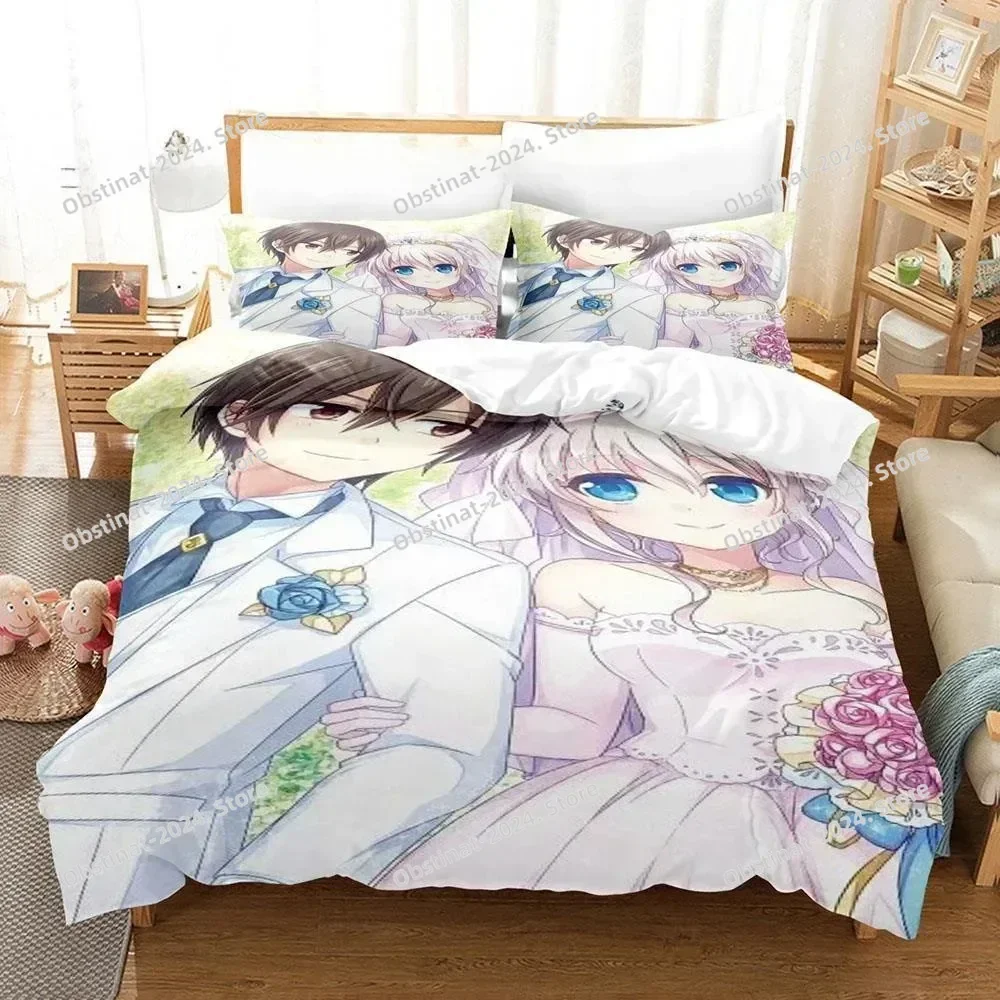 New 3D Anime Kawaii Girls Charlotte Bedding Set Print With Pillowcase Bed Duvet Cover Soft Single Double Queen Super King Size