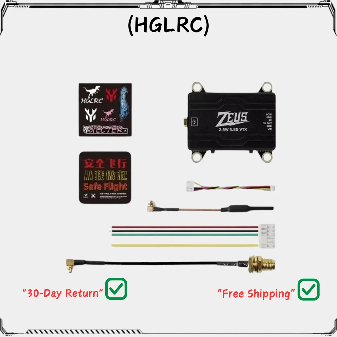 

HGLRC New ZEUS VTX 2.5W 5.8G 40CH 2500mW Image Transmission Adjustable CNC Shell Heat Dissipation 2-6S LIPO for FPV Long Range