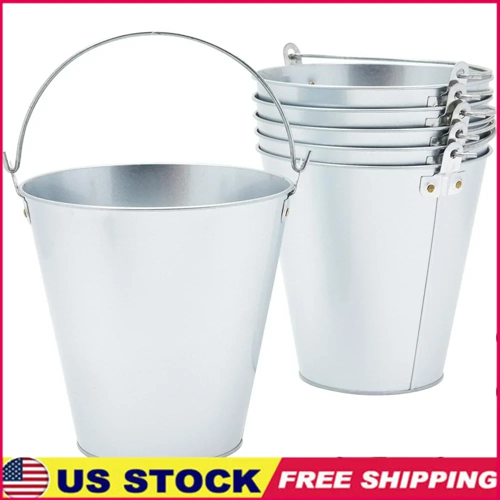 

Большие оцинкованные ведра, 6 упаковок, металлические ведра для льда с ручками, вечерние пиво, вино, шампанское, центральные элементы, охладители для напитков в деревенском стиле