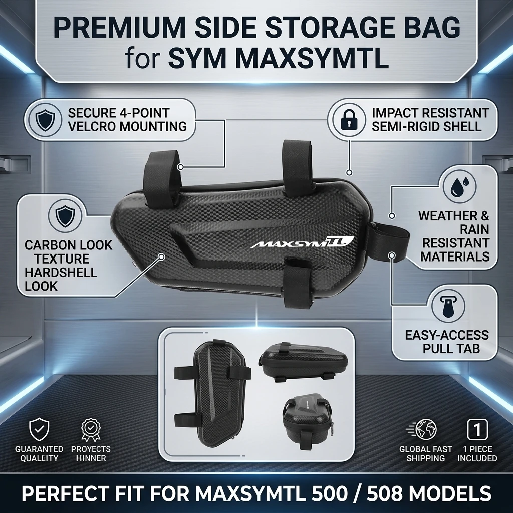 EVA Hard Shell Thickened Fabric Motorcycle Storage Bag Side Bag With LOGO For SYM MAXSYM TL 500 TL500 MAXSYMTL500