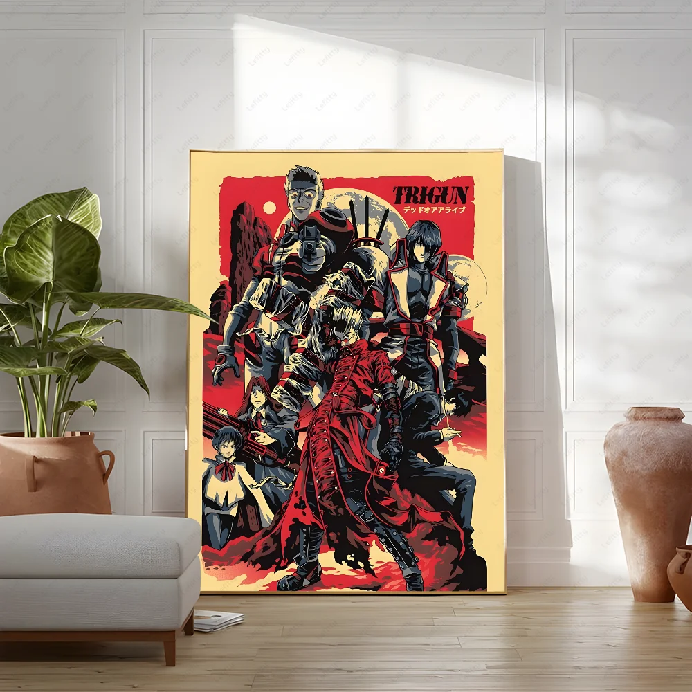 Anime T-Trigun N-Nicholas Japanese Cartoon Poster Sticky Wall Art Printing Waterproof Home Living Bed Room Bar Aesthetic Decor