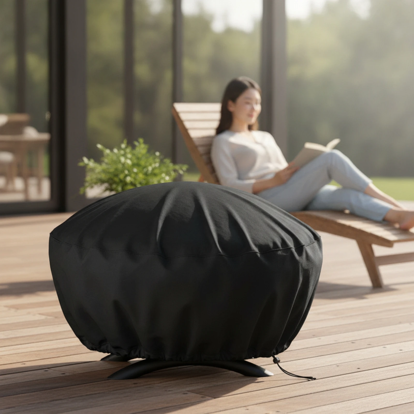 Tabletop Grill Cover with Drawstring Weatherproof Tabletop Grill Cover Weather-Resistant Sturdy for Campers, Patio, Backyard