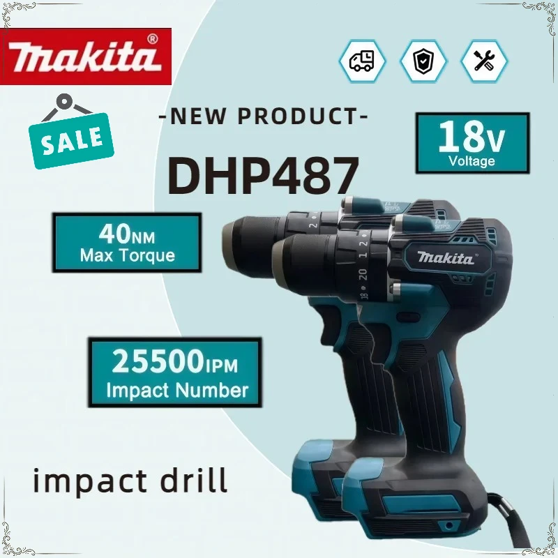 

Бесщеточная аккумуляторная ударная дрель Makita DHP487, электрическая отвертка с высоким крутящим моментом, инструмент для аккумулятора Makita 18 В.