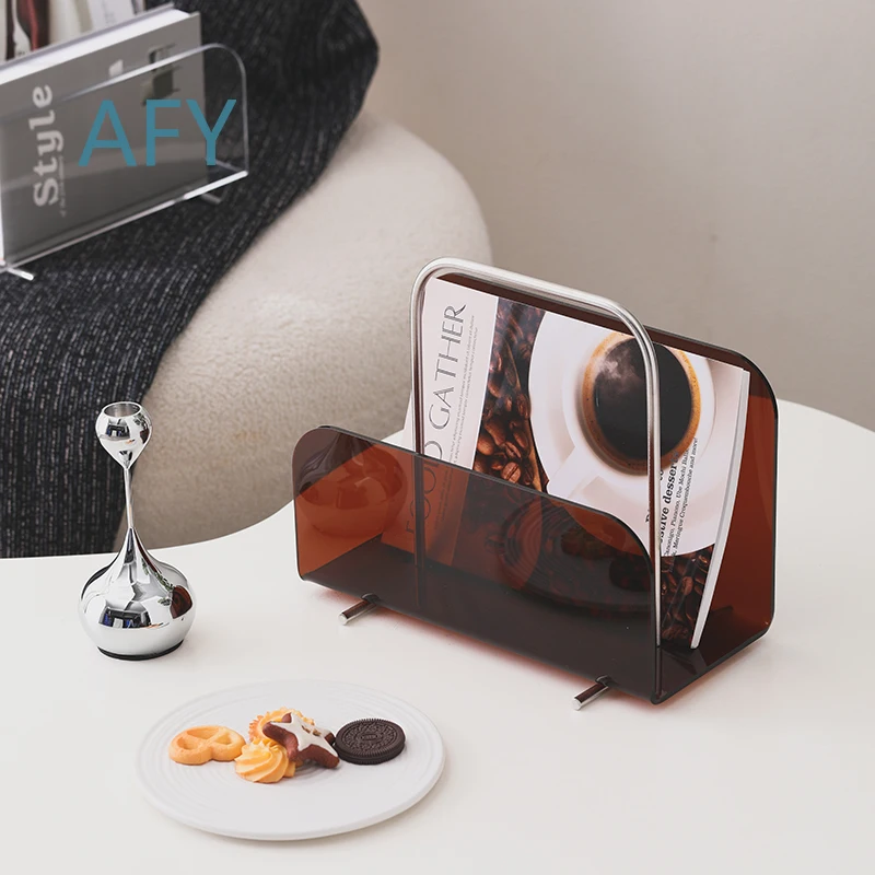 Simple Acrylic Portable Magazine Rack for Floor-to-Ceiling Book Storage Newspaper Rack Record Storage Living Room Study