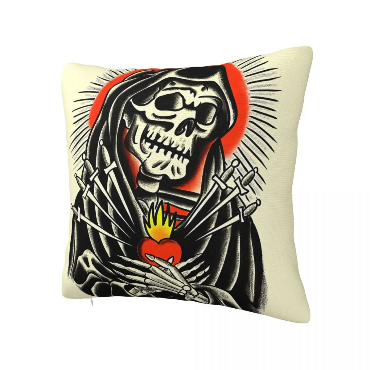 Traditional Santa Muerte Throw Pillow Case Tattoos Art Backpack Coussin Case DIY Printed Reusable For Home Decor