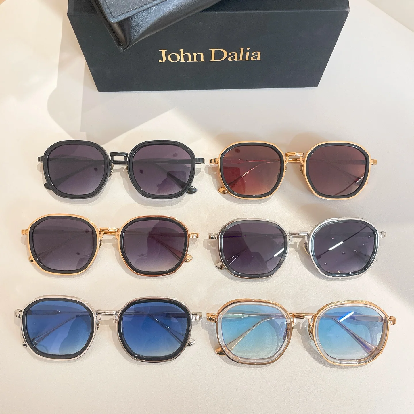 

Солнцезащитные очки JOHN DALIA JD LEO Square Alloy Designer Brand, высококачественные, для мужчин и женщин, с защитой UV400, градиентные, в коробке