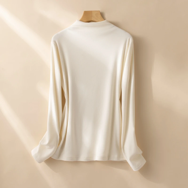 Spring Autumn Winter Mock Neck Sweater Female Blouse Solid Tops Casual Simple Soft Pullover Turtleneck Warm Knit Velvet Sweater