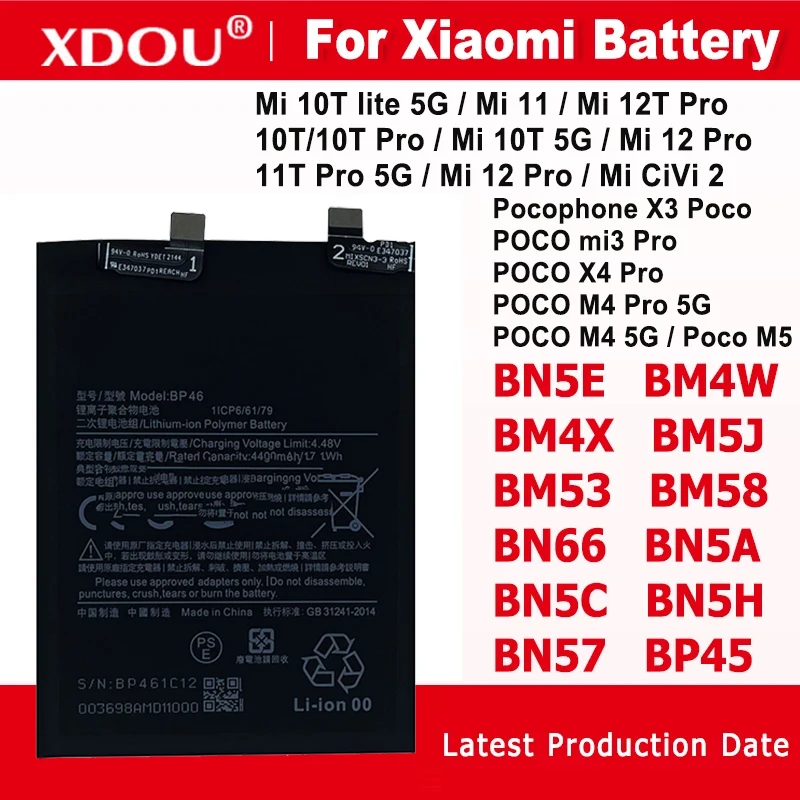 BN5E BM4W BM4X BM5J BM53 BM58 BN66 BN5A BN5C BN5H BN57 BP45 BP4E BP46 BATTERY For Xiaomi 11T Pro 5G/10T lite/Mi 12T Pro/10T Pro