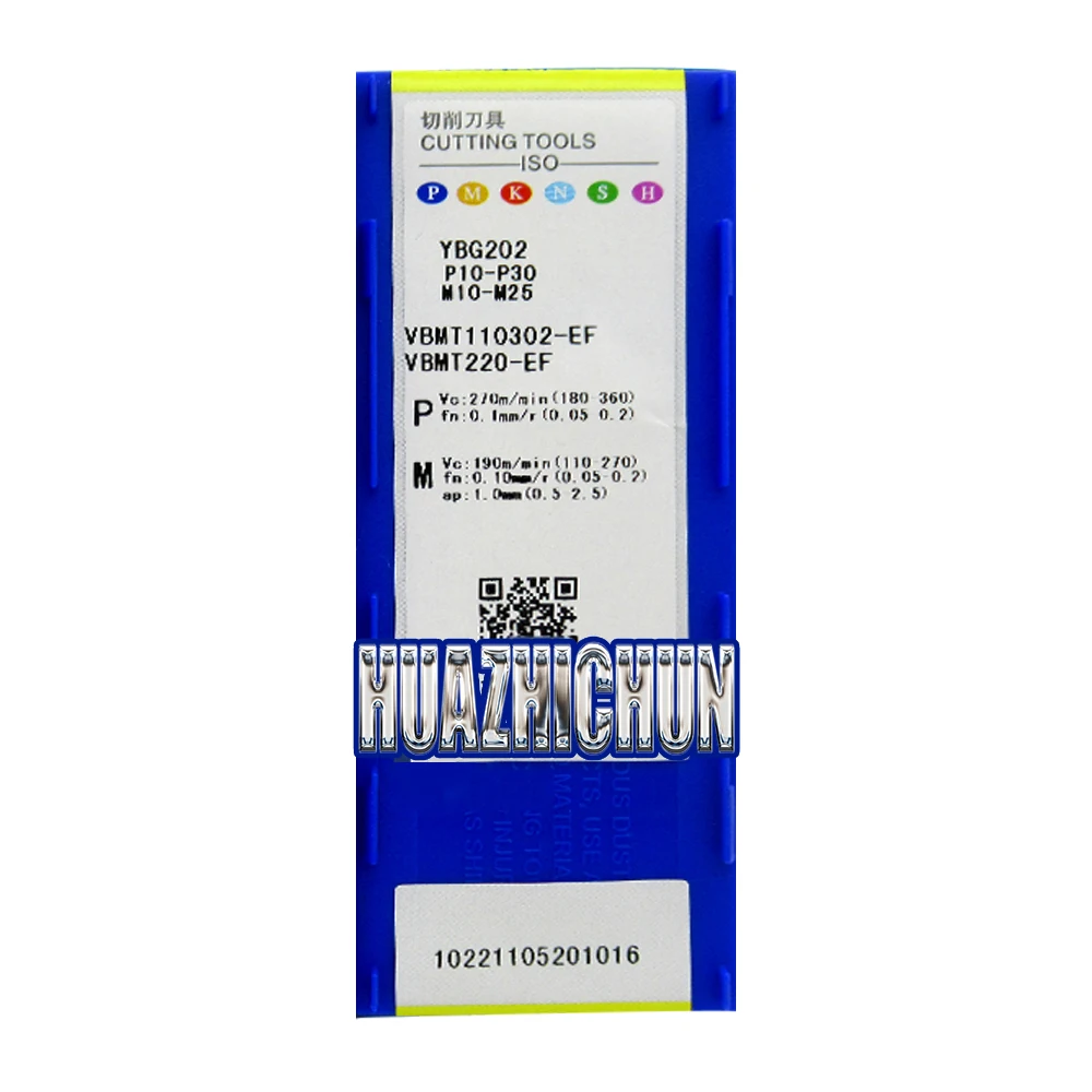 Inserção de carboneto HUAZHICHUN YBG202 YBG205 VBMT 110302 -EF VBMT 110304 -EM YBM153 Lâmina de corte de torno CNC Ferramenta de torneamento de qualidade