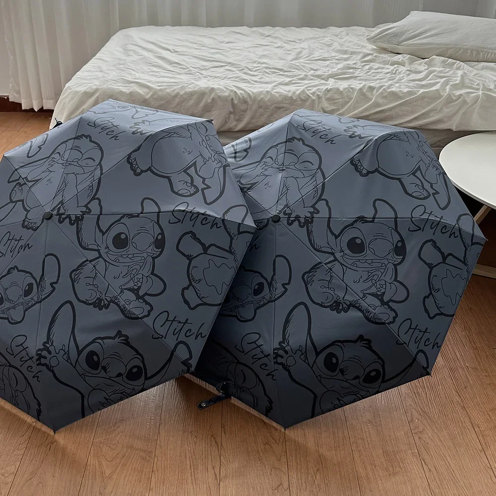 Kawaii Stitch Anime Folded Umbrellas Sun Protection Anti-UV Manual Parasol Portable Sunny Rainy Automatic Umbrella Holiday Gifts