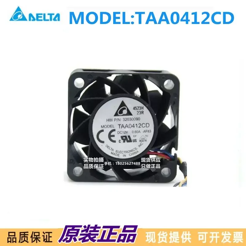 for Delta TAA0412CD 4020 12V 0.60A 4cm High Speed Cooling Fan 4 Wire PWM