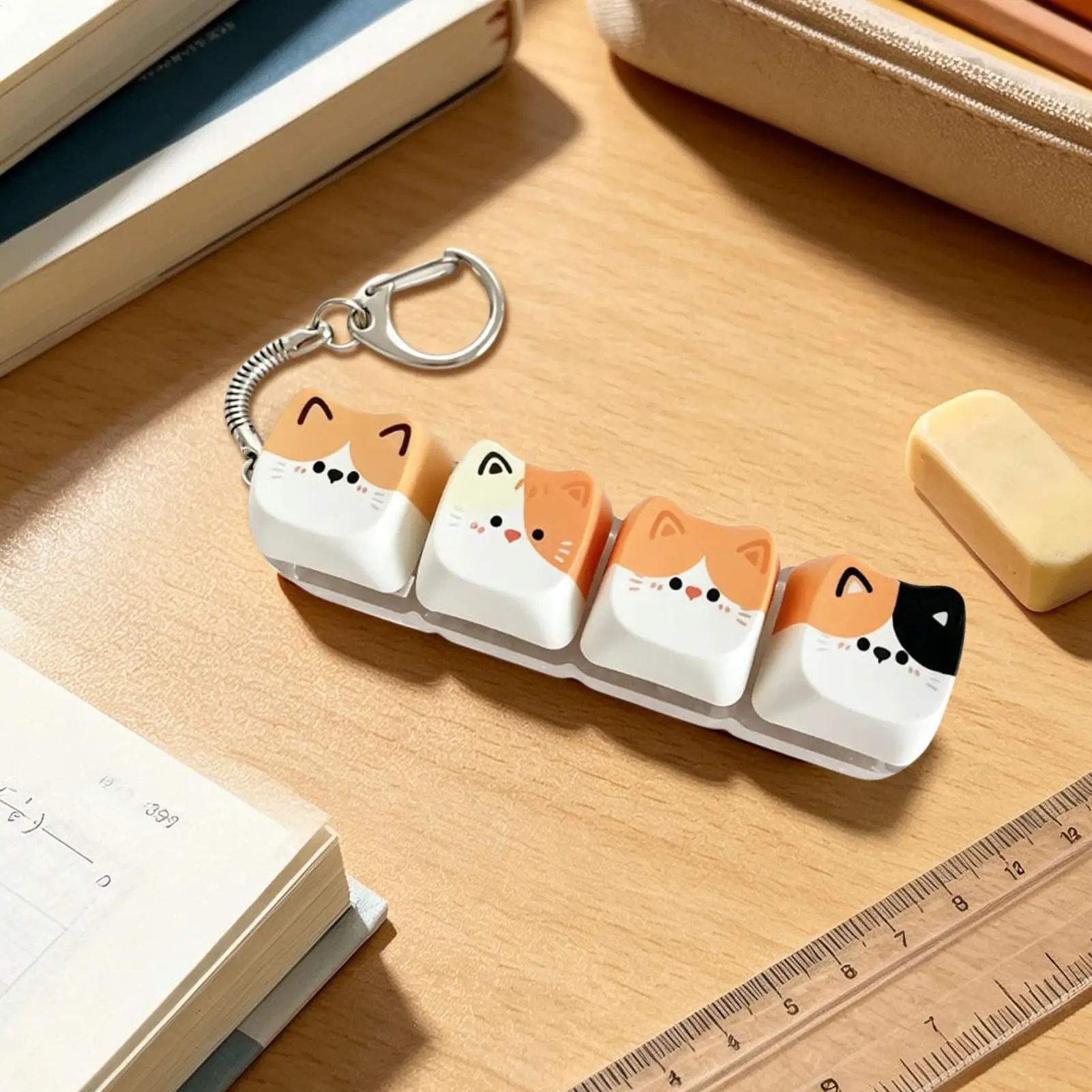 Click Keyboard Fidget Cute Cat Portable Sensory Press Button Sensory Toys Key Button Clicker For Work Travel Classroom Home Bag