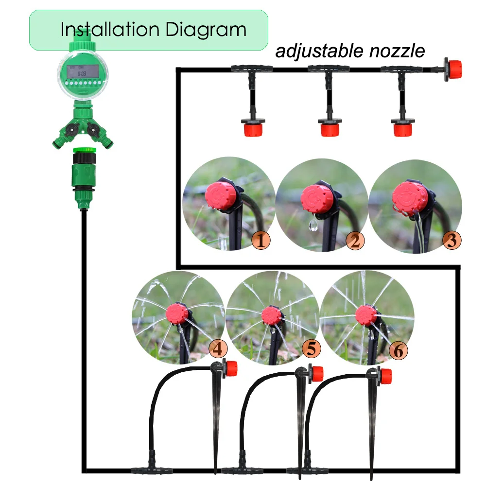5-50M Automatic Garden Watering Timer Set Adjustable Drip Irrigation System Digital Irrigation Timer Controller Kit Accessories