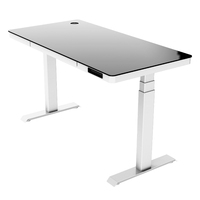 FG1 Electric Height Adjustable, Tempered Glass Table, Office Home Study, Desktop Computer, Height Adjustable Desk