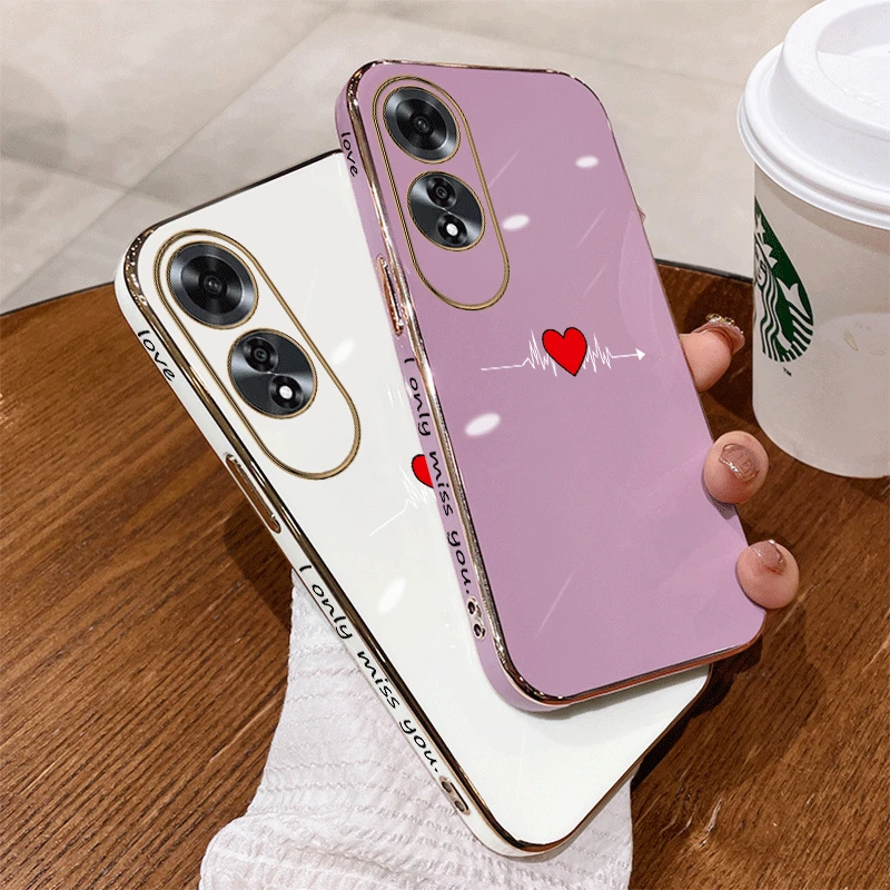 A60 Beating Heart Luxury New Plating Phone Case For OPPO A60 A2Pro A98 K11 A3Pro A79 A1 K12 A2 K12X K11X A2M Soft Back Cover