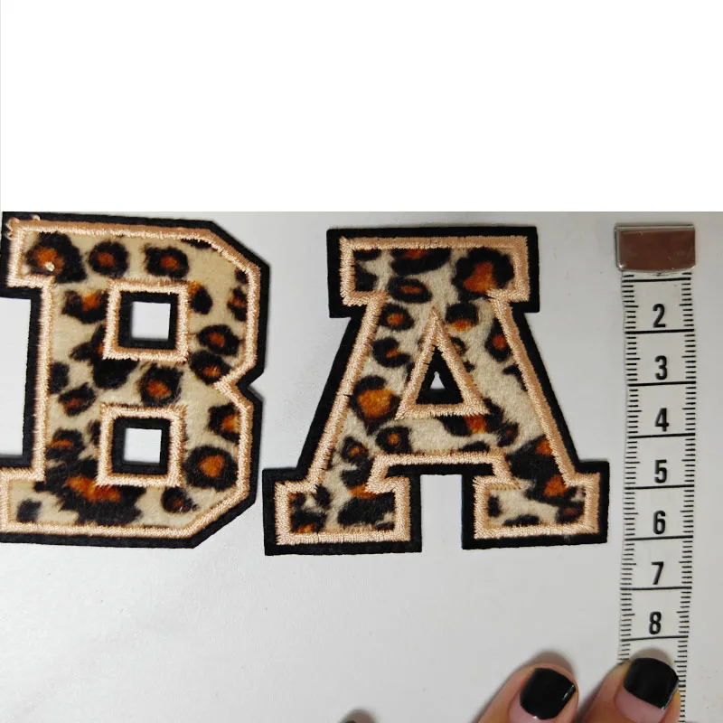 1pc 6cm English Letter Leopard Print Patches for Clothing Iron on Patches for  Clothes Bags Embroidery Patches DIY Name Patch