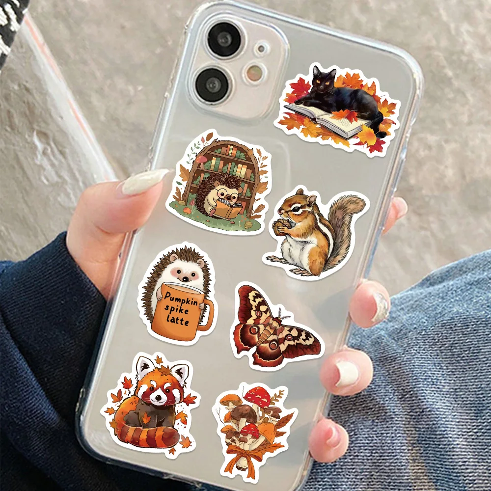50 قطعة ملصق الخريف الرومانسي الكرتون مابل ليف الحيوانات صائق DIY بها بنفسك دفتر مجلة حقيبة الكمبيوتر المحمول الثلاجة ملصقات الزخرفية