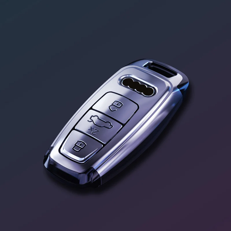 Auto-Fernbedienungsschlüsselhülle für Audi A3 A4 B9 A6 A7 4K A8 E-tron Q5 Q8 C8 D5 SQ8 Wildleder Autoschlüsselanhänger Shell Schlüsselanhänger Schutztasche – Detail 7