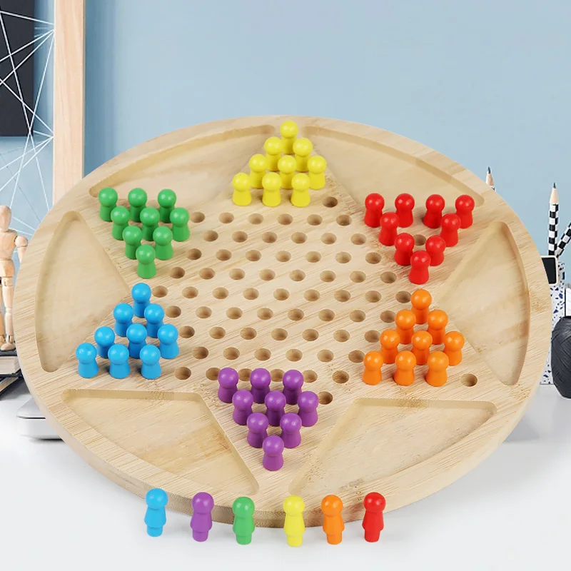 Chinese Checkers Game Set Classic Strategy Game Acrylic Marbles in 6 Colors for Family Gathering Kids Boys Girls